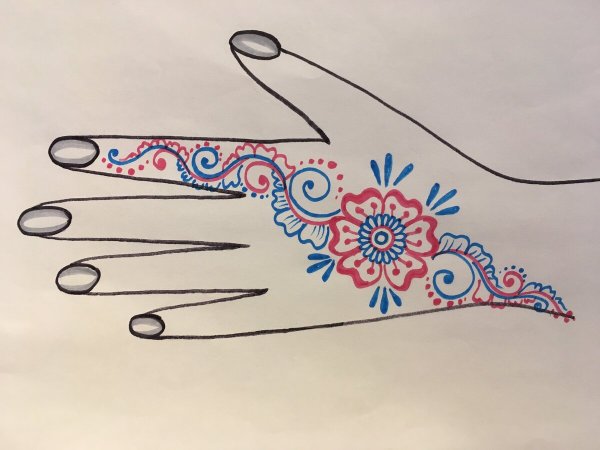 Мехенди на руке поэтапно