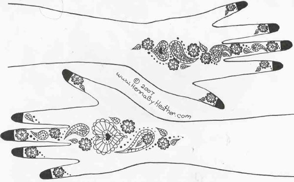 Мехенди на руке схема