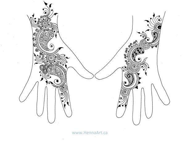Раскраска рука с мехенди