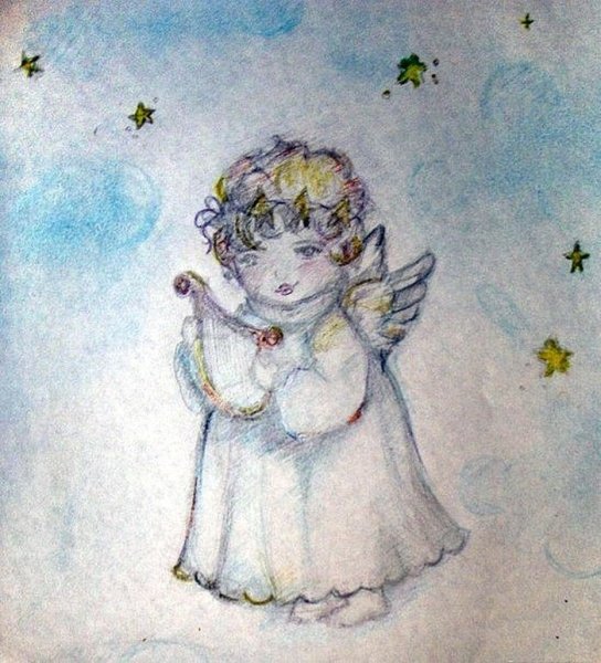 Ангел карандашами цветными