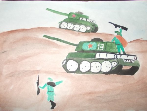 Рисунок на тему три танкиста