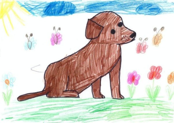 Собака рисунок детский