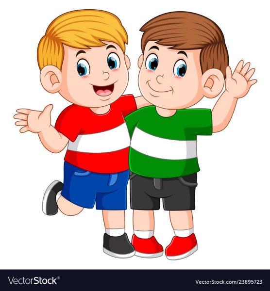 Два мальчика на прозрачном фоне