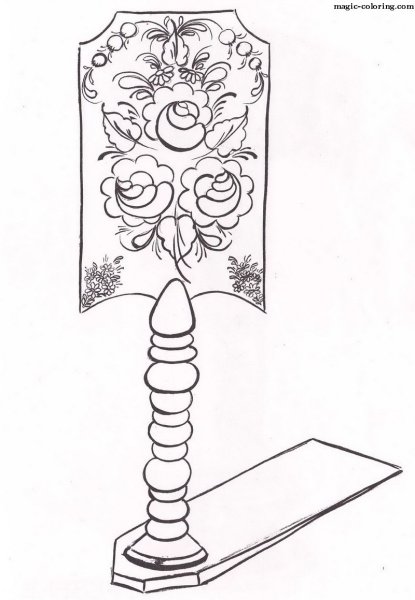 Эскиз росписи прялки