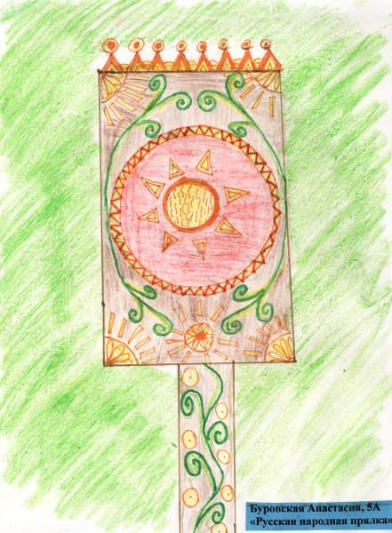 Эскиз прялки в цвете