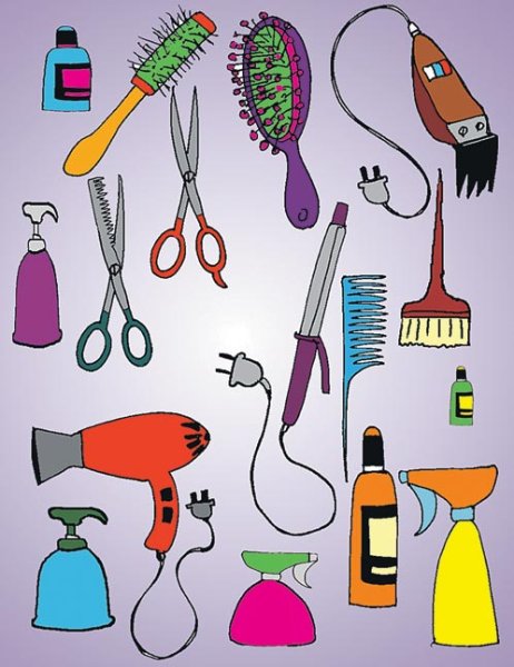 Иллюстрации парикмахерские принадлежности