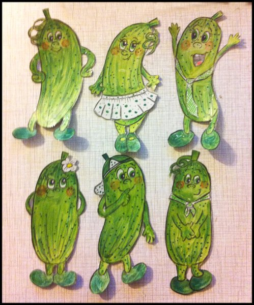 Рисование огурец Веселые