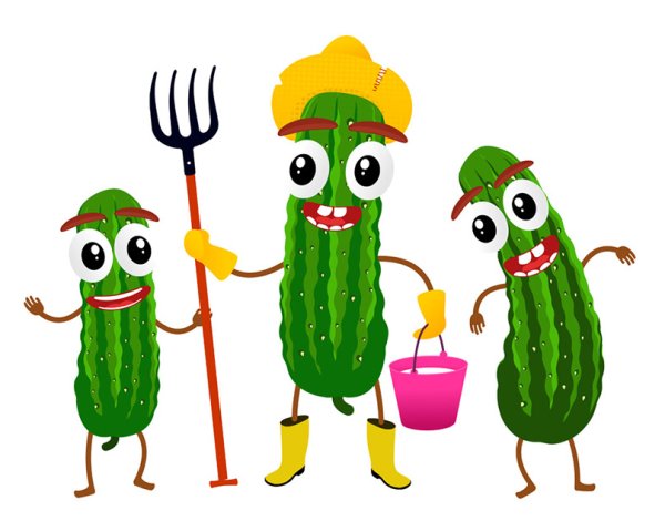 Смешной мультяшный огурец