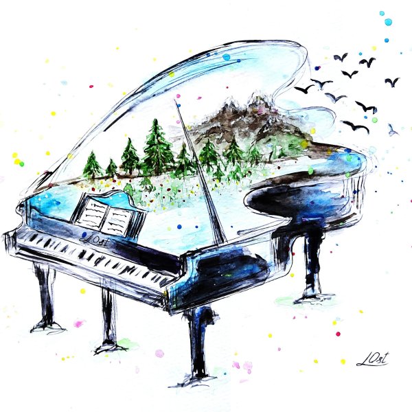 Фортепиано акварель