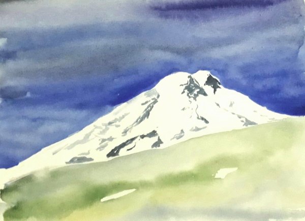 Эльбрус горы акварель