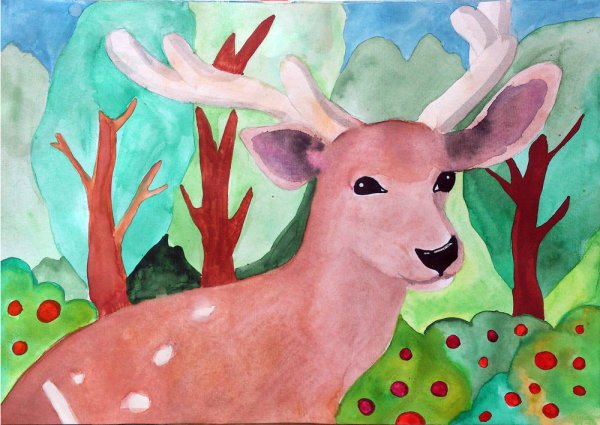 Олень рисование с детьми