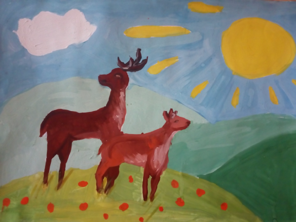 Олень рисование в детском саду