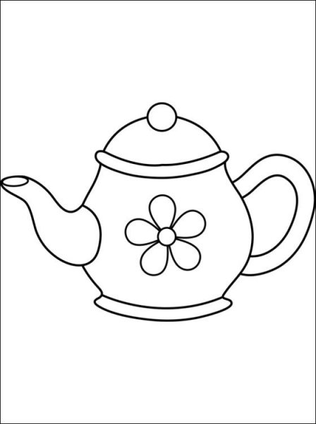 Чайник раскраска для малышей