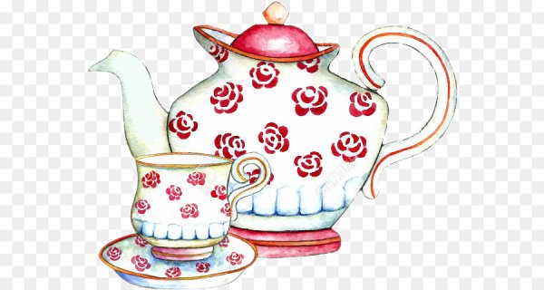 Чайник и чашечки вектор