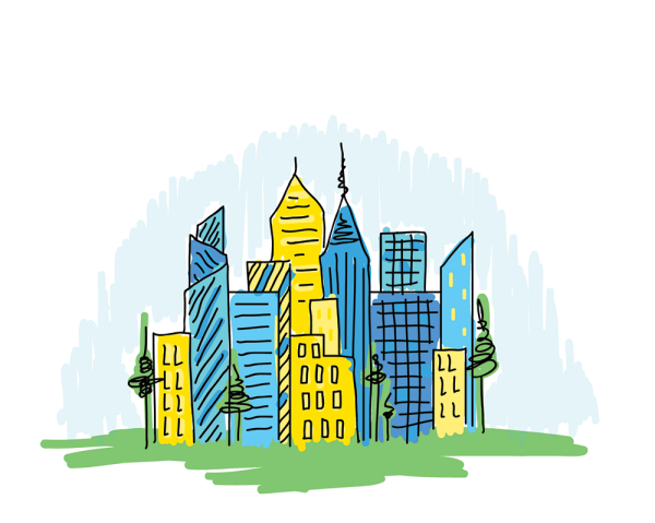 Цветной векторный город