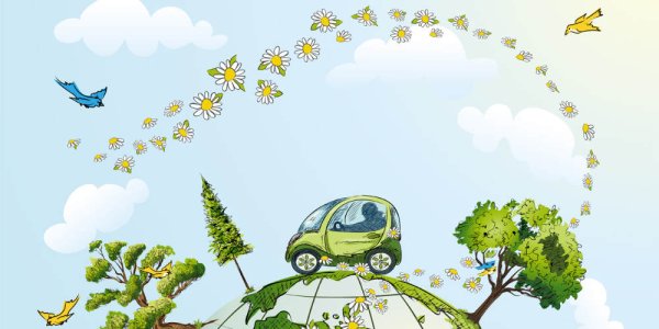 Экология на фоне машины