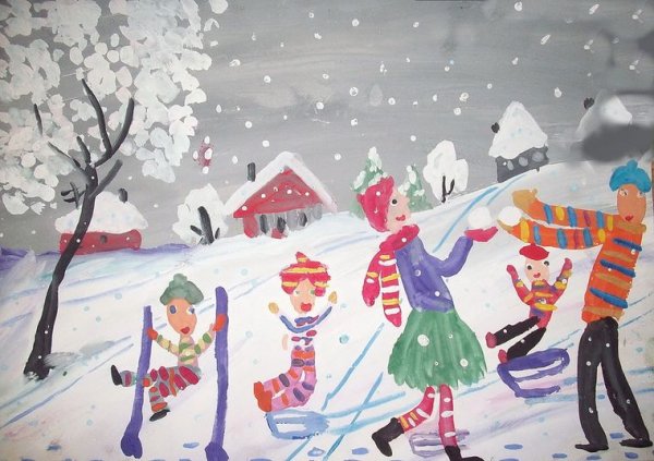 Детские рисунки зима