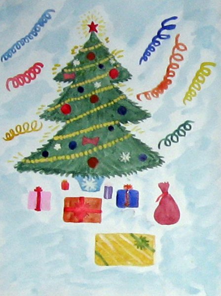 Рисование на тему Новогодняя елка