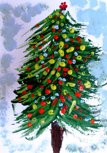 Рисование Новогодняя елочка