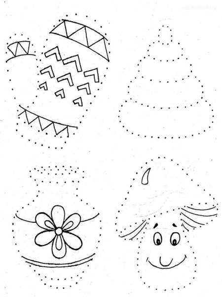 Обвести по точкам для дошкольников