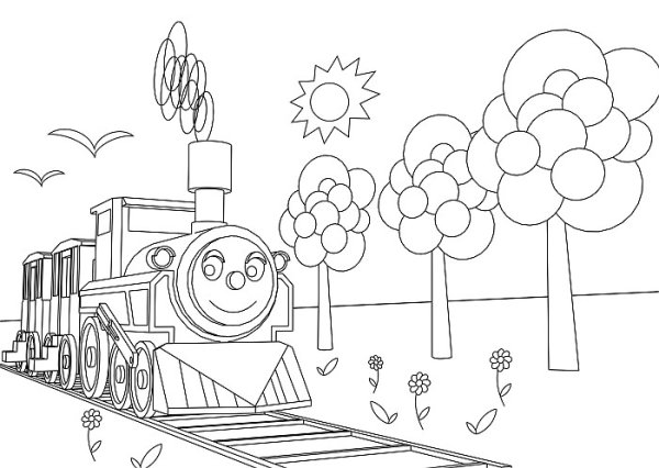 Детская железная дорога раскраска