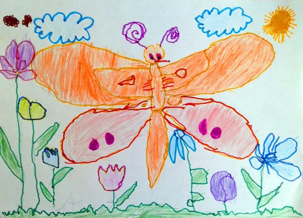 Бабочка рисунок детский