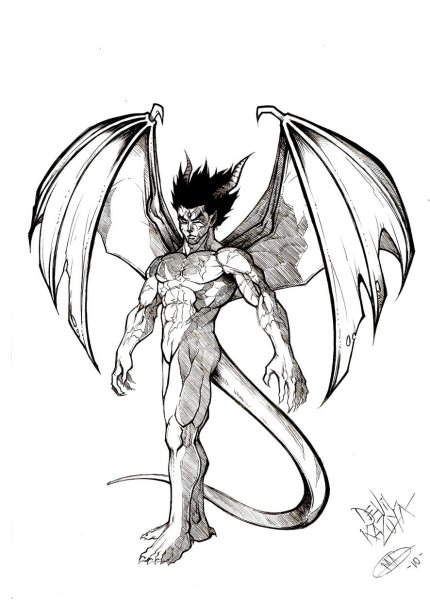 Демон рисунок карандашом простой