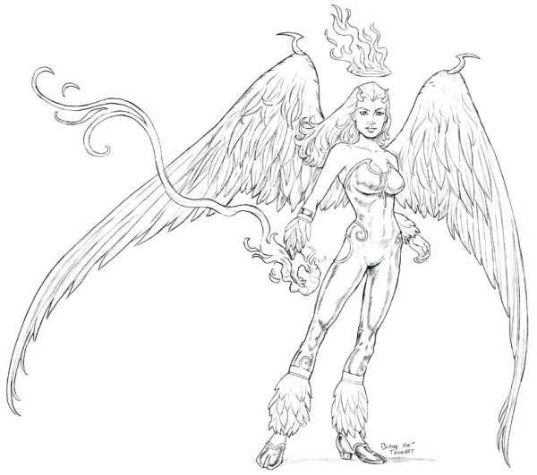 Раскраска ангел и демон