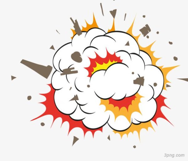 Взрыв на белом фоне нарисованный