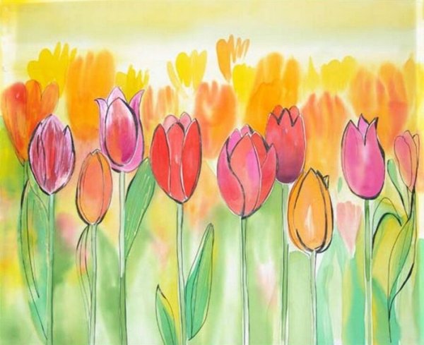 Тюльпаны акварелью
