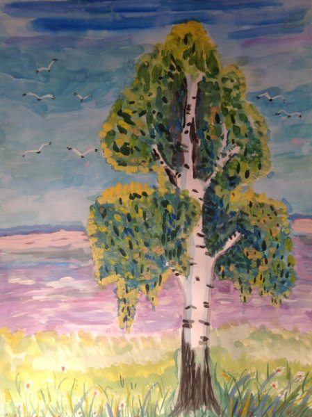 Детский рисунок Березки