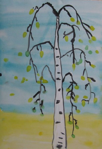Рисование березы в детском саду