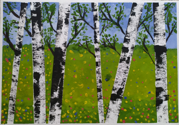 Рисовать березу карандашом