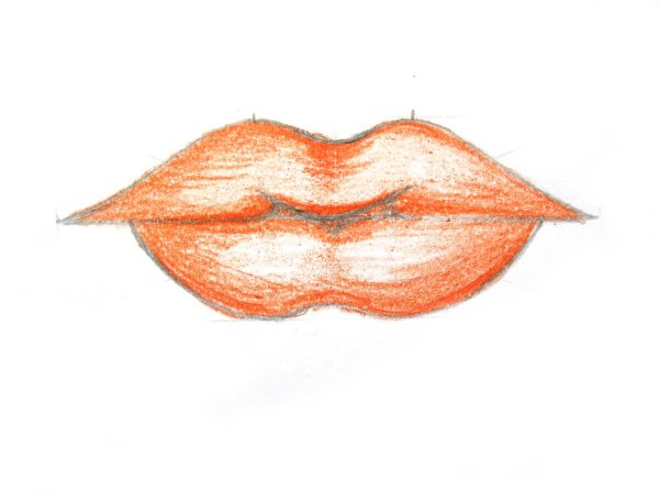 Губы ребенка карандашом