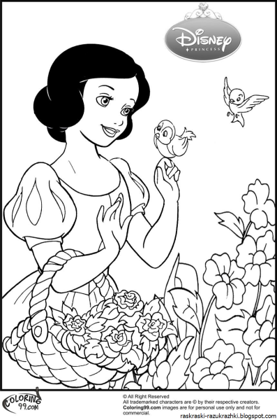 Раскраска Белоснежка