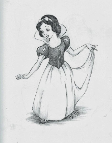 Раскраска Белоснежка и семь гномов