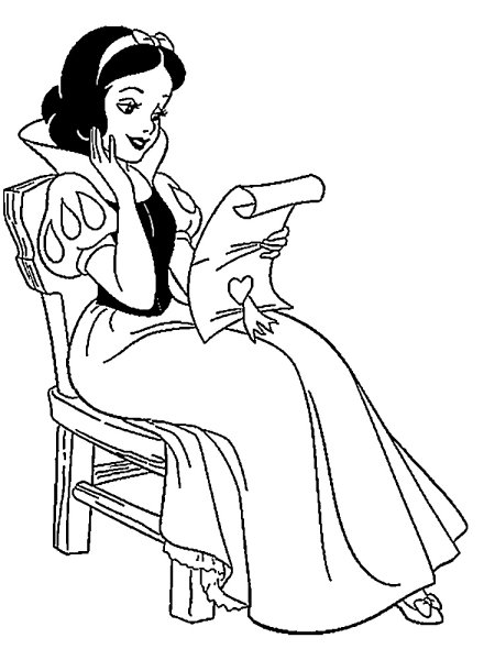 Раскраска Белоснежка и семь гномов