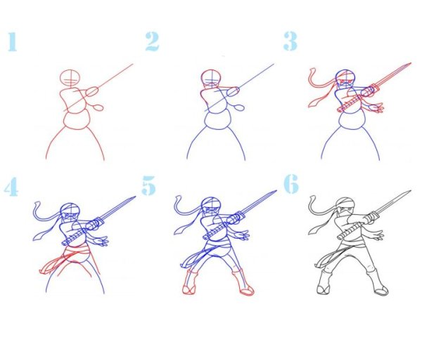 Ниндзя рисунок поэтапно