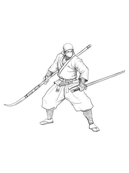 Раскраска ниндзя Самурай