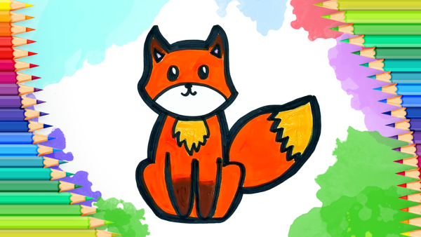 Лисенок рисование с детьми