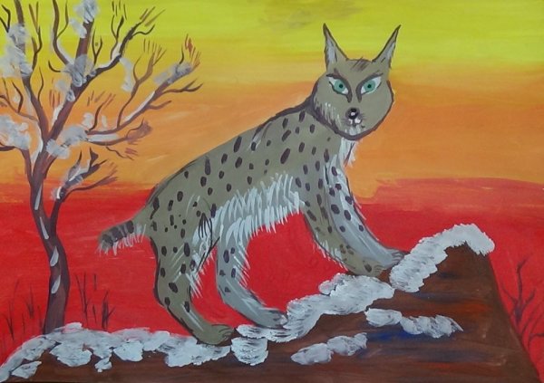 Рысь рисунок детский