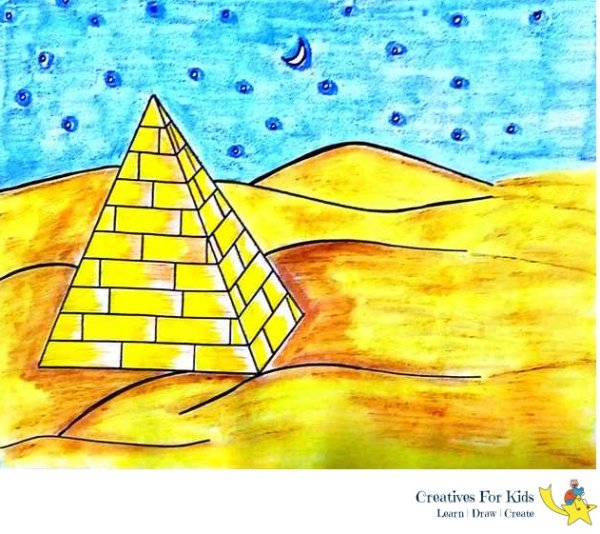 Поэтапное рисование пирамиды