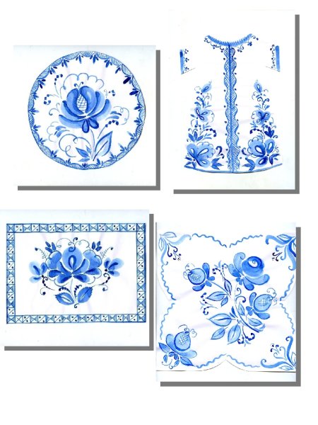 Элементы росписи Гжель для детей старшего возраста