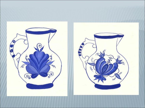 Гжельская посуда рисование