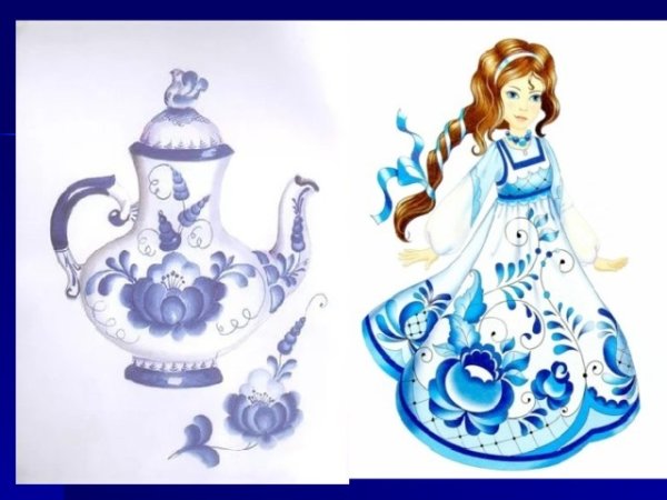 Иллюстрации гжельской посуды для дошкольников