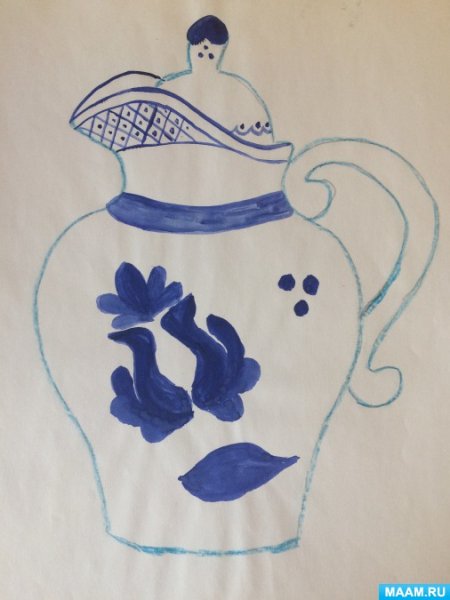 Рисование роспись кувшинчиков Гжель