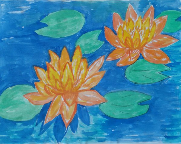 Кувшинки на воде рисунок