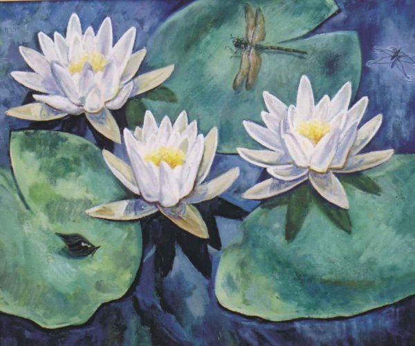 Кувшинка белая акварель