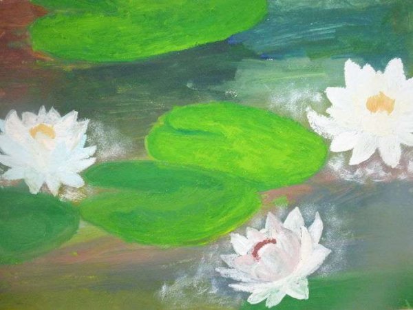 Кувшинки гуашью