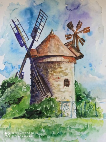 "Ветряная мельница на речном берегу" 1905 Мондриан